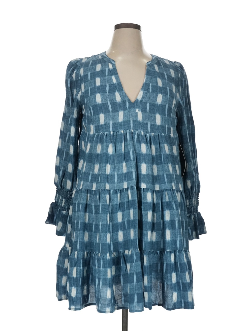 Pomander Place Teal and White Tiered Mini Dress